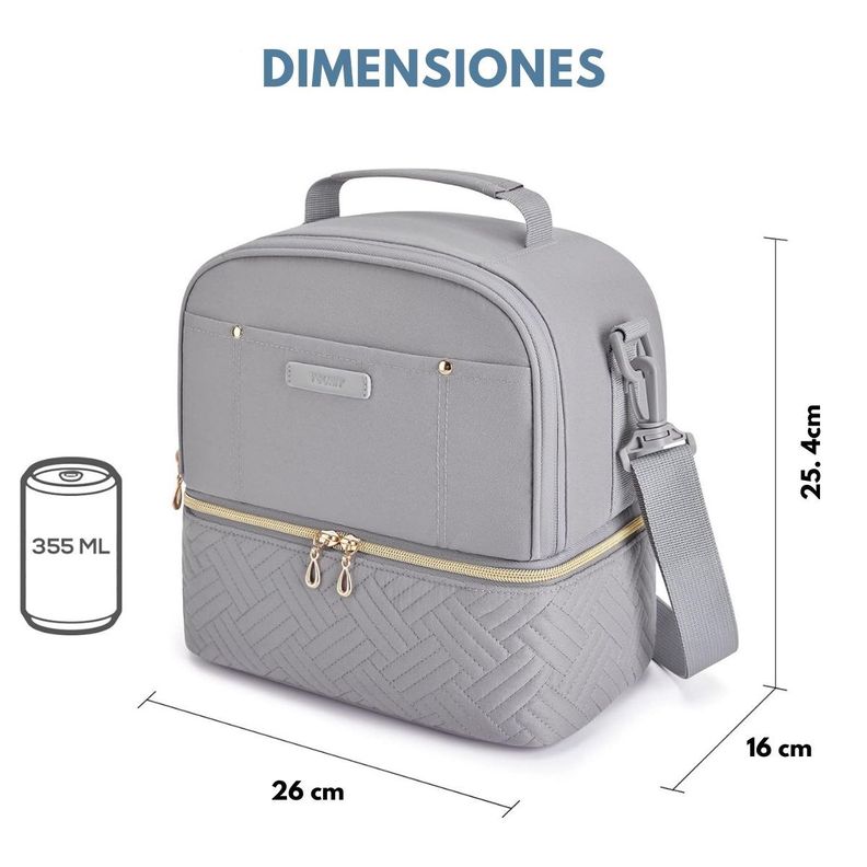 Tourit Lonchera con Aislamiento Térmico Cubierta Doble 10,6L - Gris-2