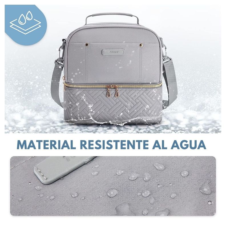Tourit Lonchera con Aislamiento Térmico Cubierta Doble 10,6L - Gris-5