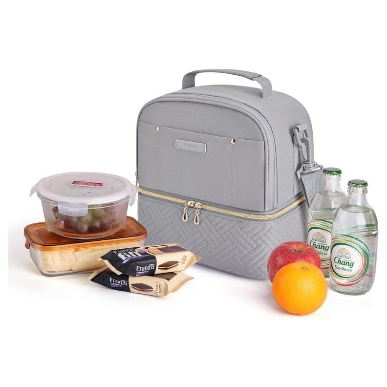 Tourit Lonchera con Aislamiento Térmico Cubierta Doble 10,6L - Gris-7