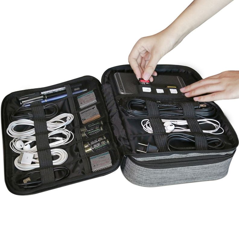 Bagsmart - Organizador de cables 2 niveles GLENDALE - Gris-3