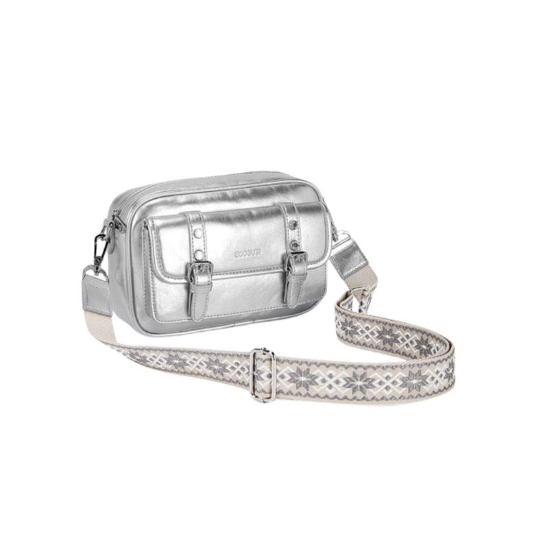 Ecousi Bolso Mensajero Mia con Correa Ancha - Plateado-1