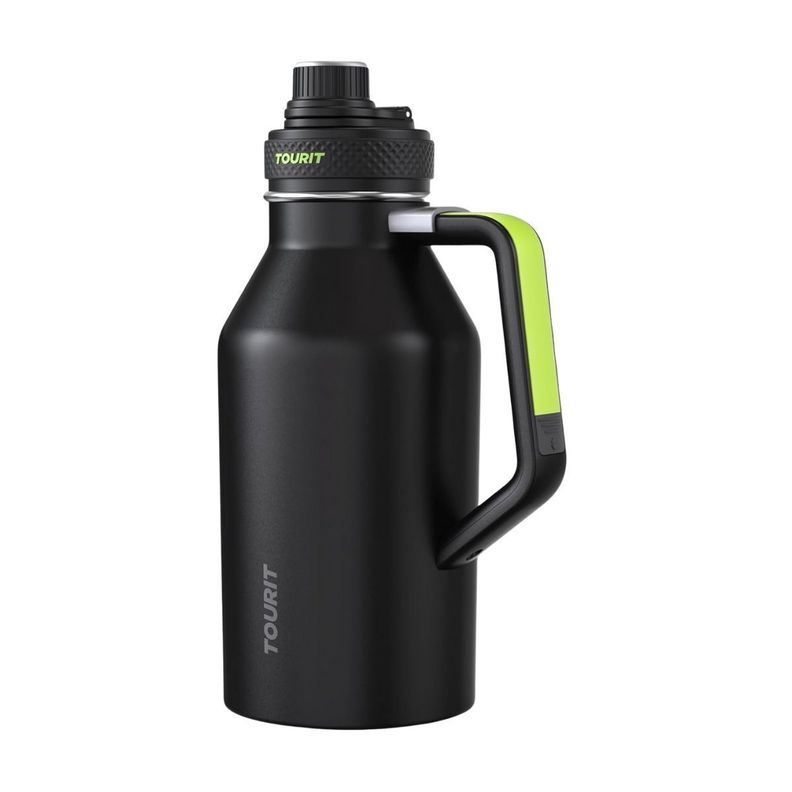 Tourit Botella de Agua Térmica Deportiva Anti Derrames con Asa 64oz- Negro-0