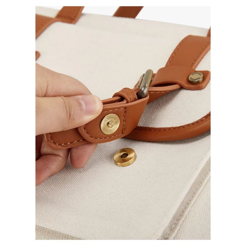 Ecosusi Bolso Tote Lienzo de Olivia para notebook 13" -Blanco y Marrón-3