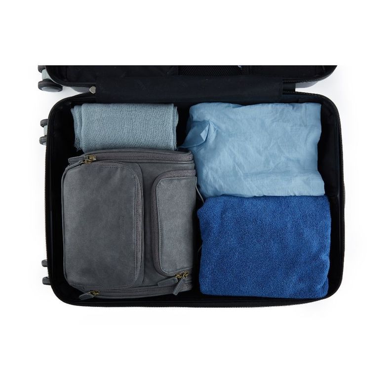 Bagsmart neceser de viaje en piel Dopp - Gris-3