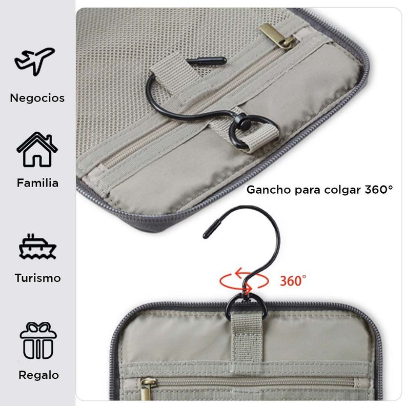 Bagsmart neceser de viaje en piel Dopp - Gris-4