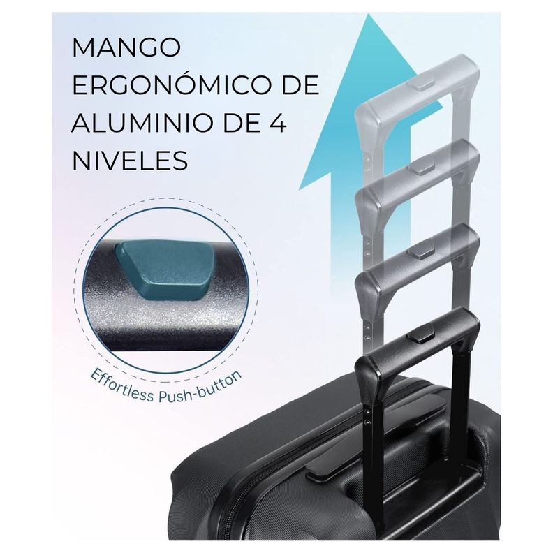 Bagsmart Maleta de Mano Rígida Globetrotter 35L - Negro-6