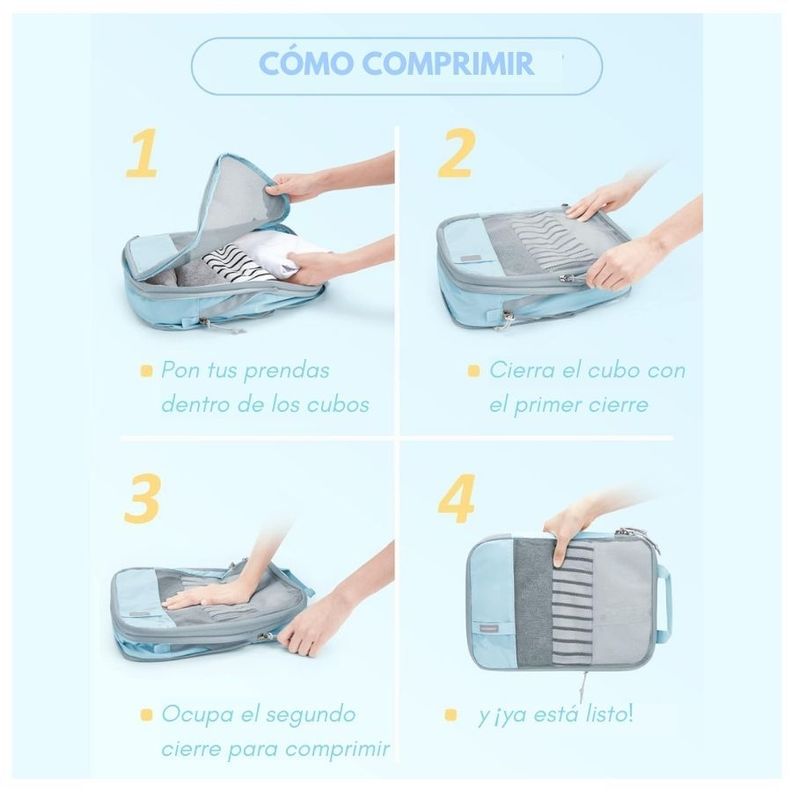 Bagsmart Juego de Bolsas de Compresión (6 unidades) - Celeste-2