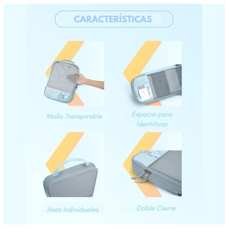 Bagsmart Juego de Bolsas de Compresión (6 unidades) - Celeste-4