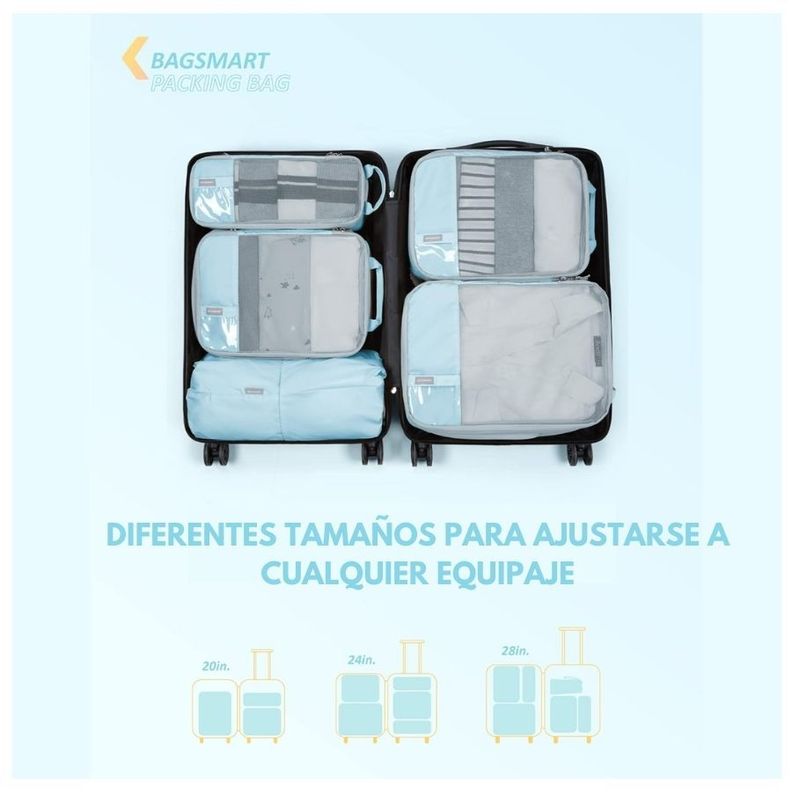 Bagsmart Juego de Bolsas de Compresión (6 unidades) - Celeste-6