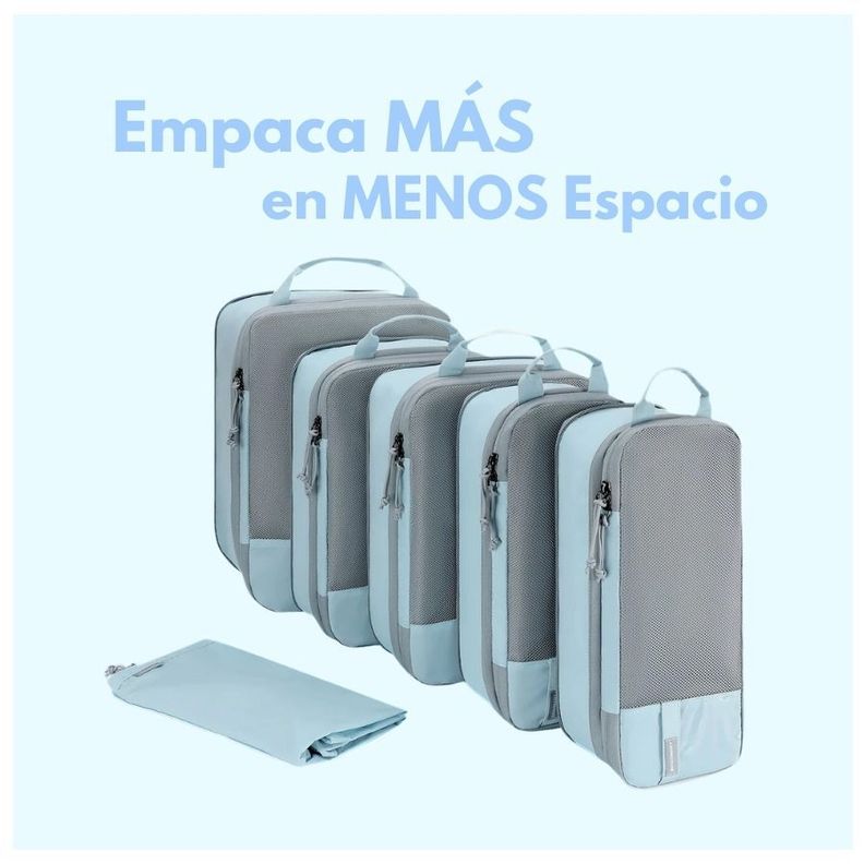 Bagsmart Juego de Bolsas de Compresión (6 unidades) - Celeste-7