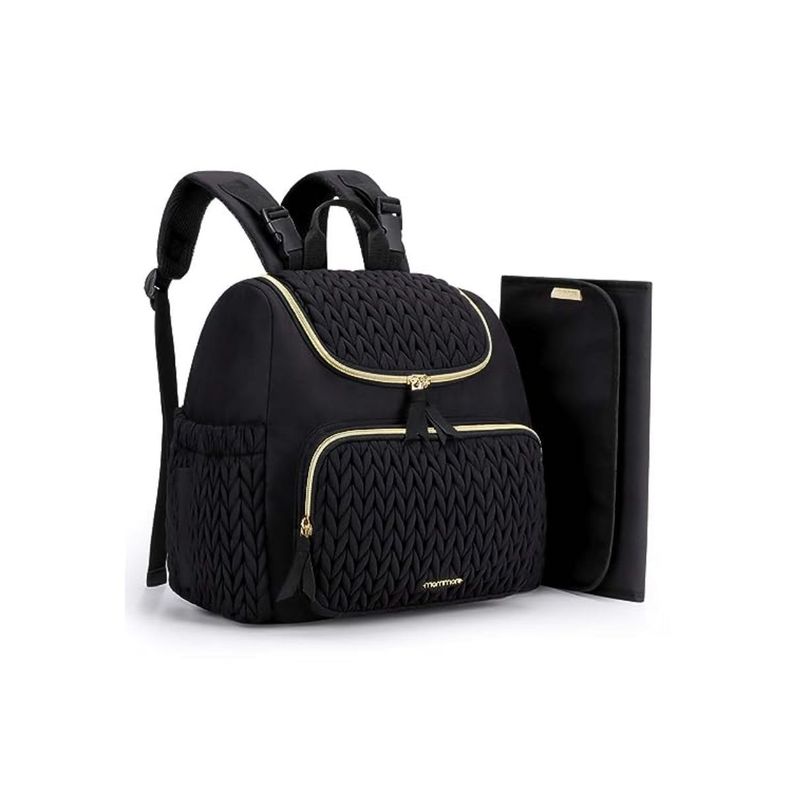 Mommore Mochila Pañalera Pqña Bolsillos Térm Negro-0