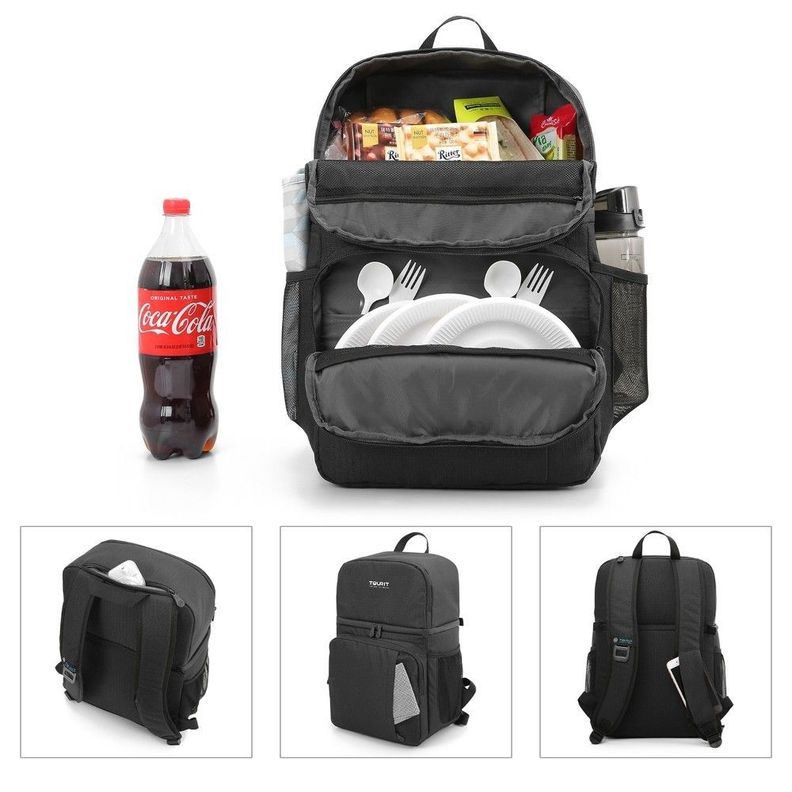 TOURIT Mochila térmica doble cubierta 28L - Negro-6