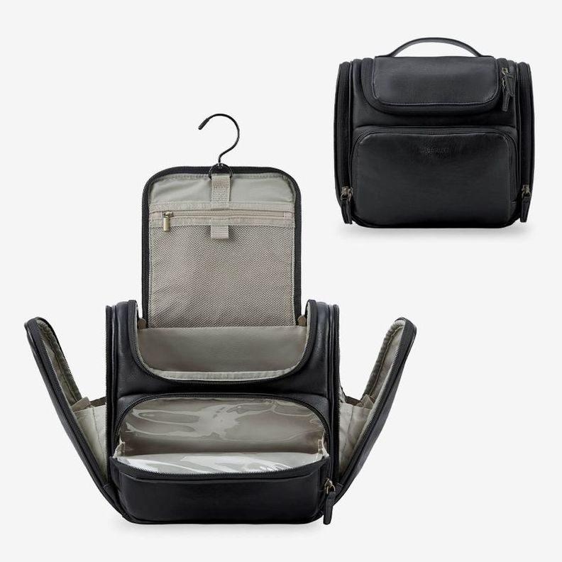 Bagsmart neceser de viaje en piel Dopp- Negro-1