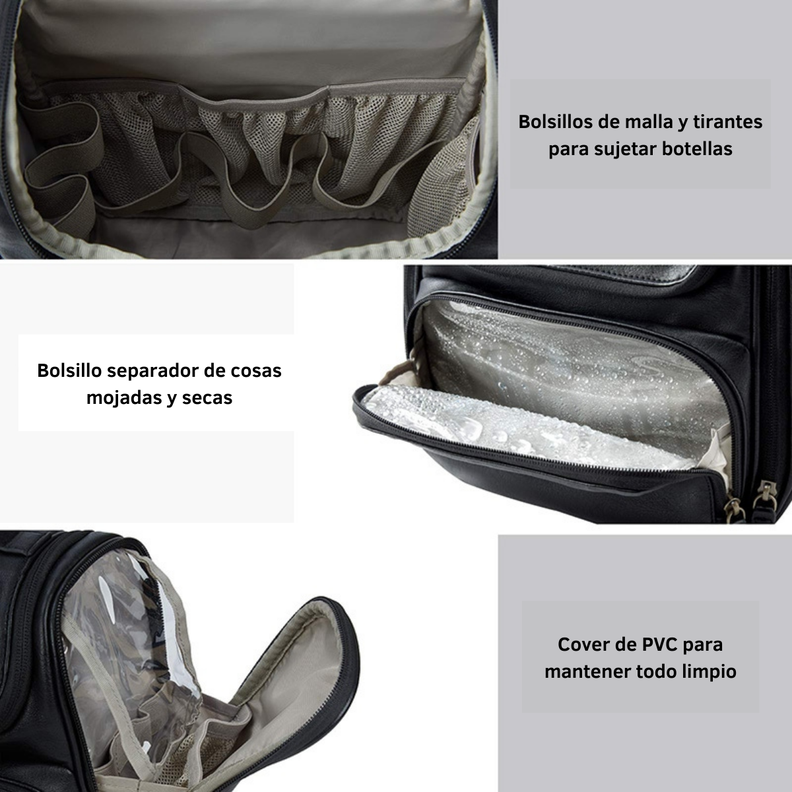 Bagsmart neceser de viaje en piel Dopp- Negro-4