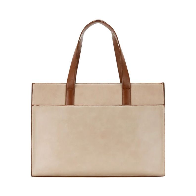 Ecosusi Bolso Tote Olivia para notebook 15.6" - Beige y Marrón-3