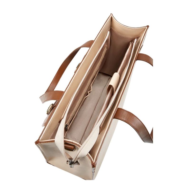 Ecosusi Bolso Tote Olivia para notebook 15.6" - Beige y Marrón-5