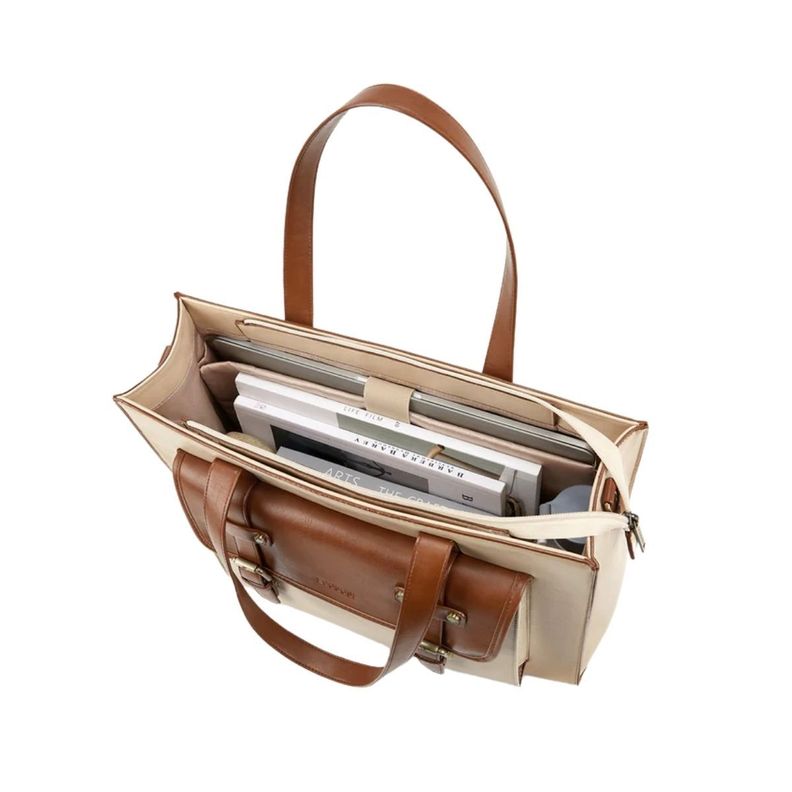 Ecosusi Bolso Tote Olivia para notebook 15.6" - Beige y Marrón-6