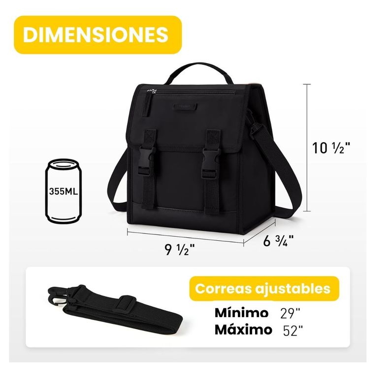 Tourit Lonchera Térmica con Hebilla 11L - Negro-3