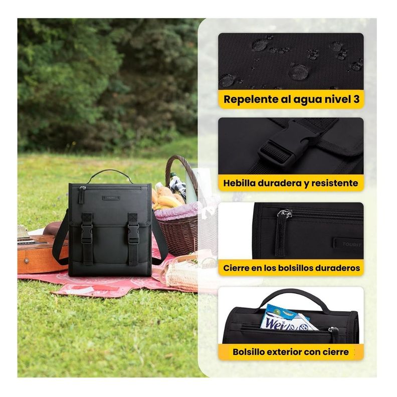 Tourit Lonchera Térmica con Hebilla 11L - Negro-4