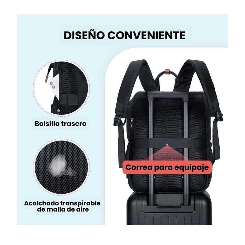 Mommore Mochila para Extractor de Leche para notebook de 15,6" - Negro-5