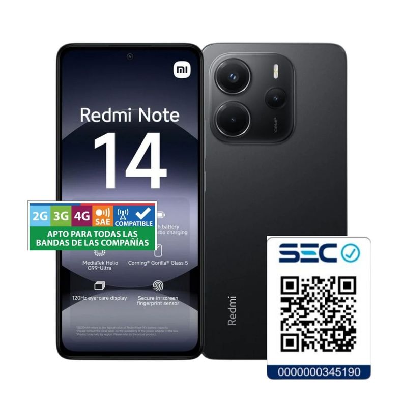 Xiaomi Redmi Note 14 4G 8GB + 256GB Negro Medianoche-1
