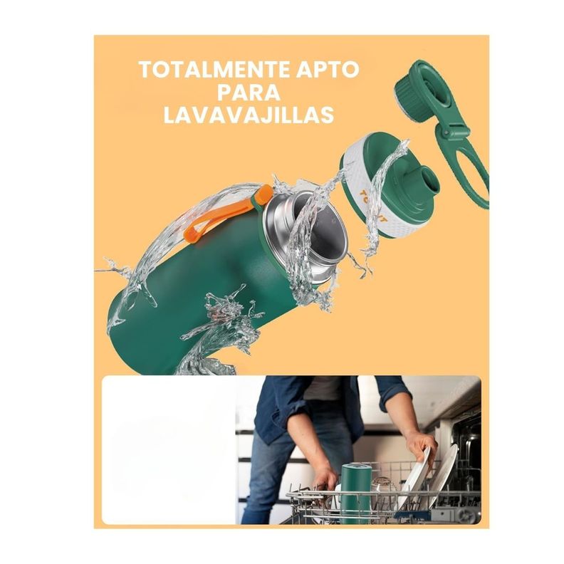 Tourit Botella de Agua Térmica Deportiva 32oz - Verde-2