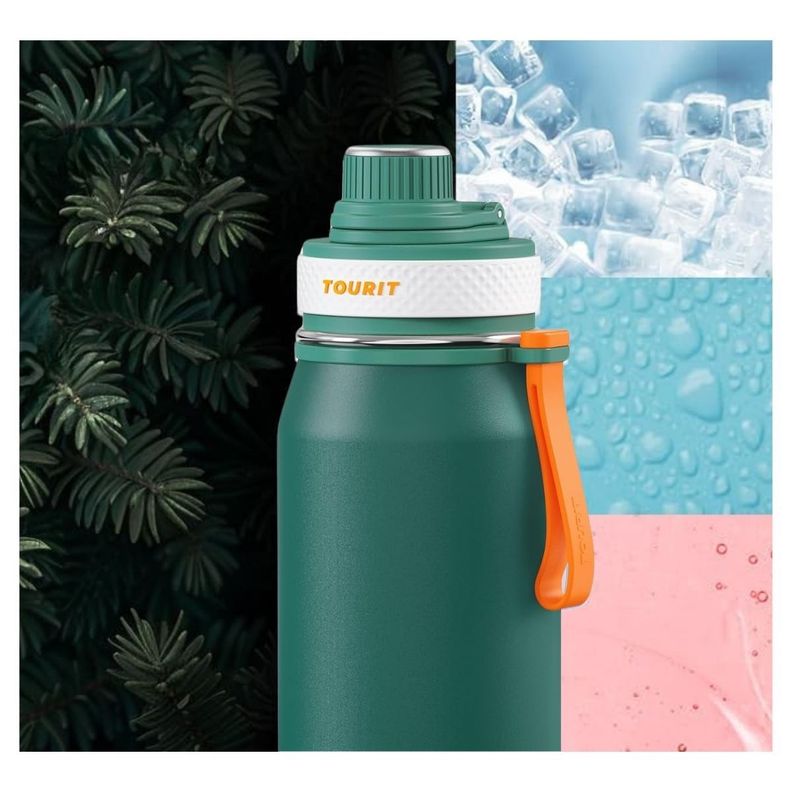 Tourit Botella de Agua Térmica Deportiva 32oz - Verde-6