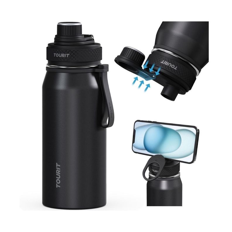 Tourit Botella de Agua Térmica Deportiva 32oz - Negro-1