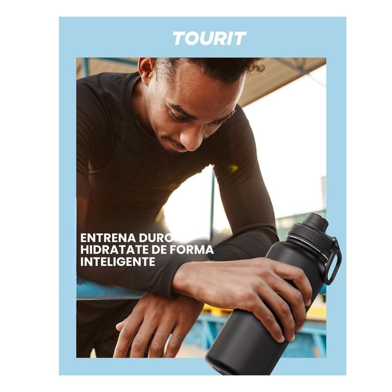 Tourit Botella de Agua Térmica Deportiva 32oz - Negro-4