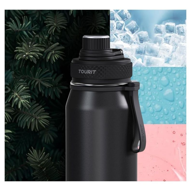 Tourit Botella de Agua Térmica Deportiva 32oz - Negro-5