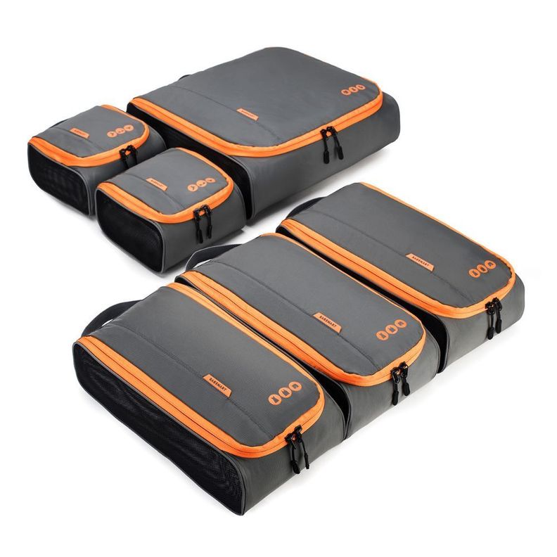 Bagsmart - Cubos de compresión y organización (6 unidades) - Gris naranja-1