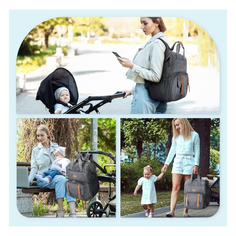 Mommore Mochila para Extractor de Leche para notebook de 15,6" - Gris-2