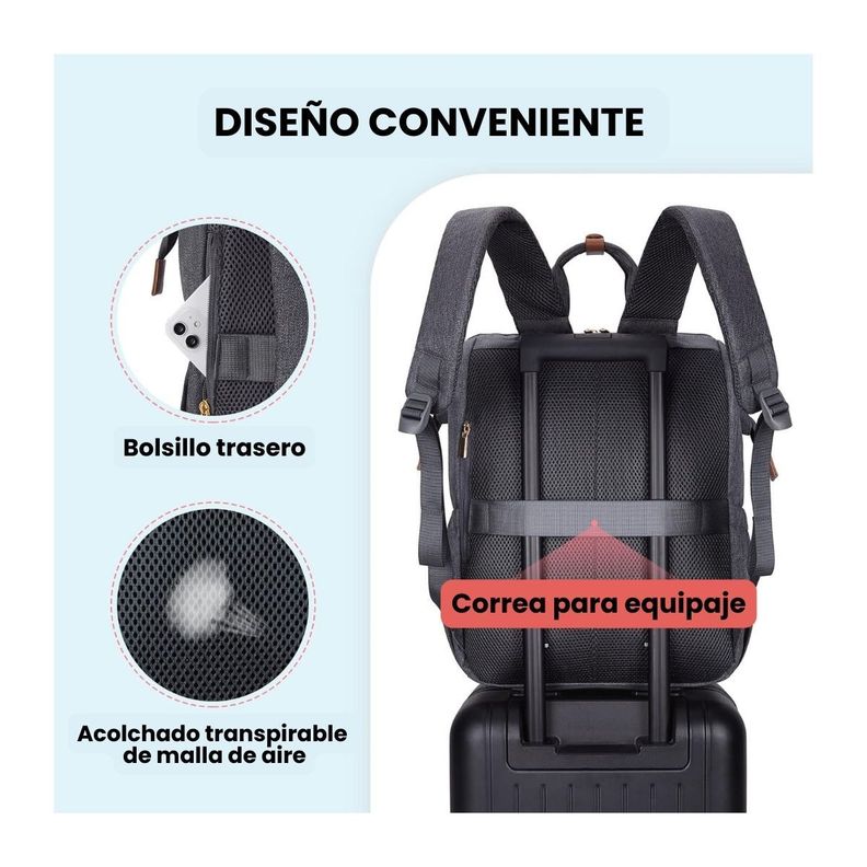 Mommore Mochila para Extractor de Leche para notebook de 15,6" - Gris-6