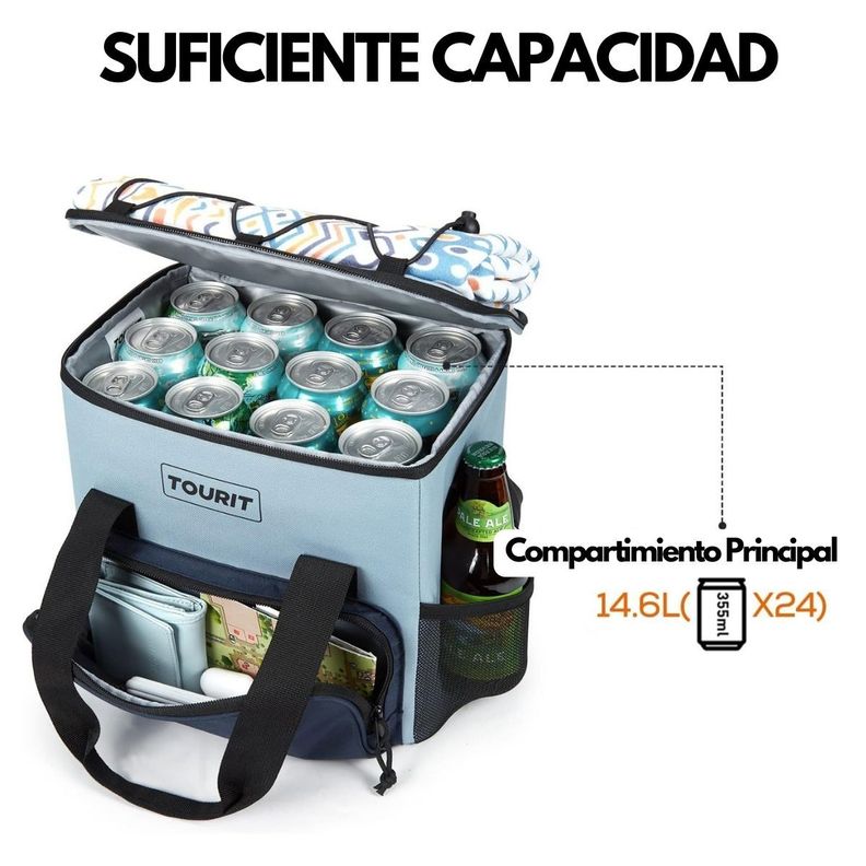 Tourit Cooler Bag refrigerador aislado portátil de 14L - Celeste-3
