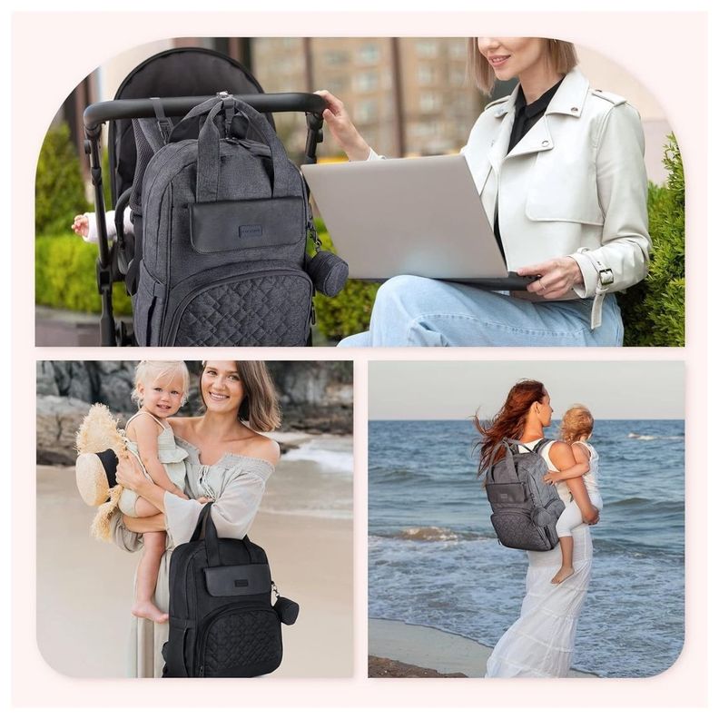 Mommore Mochila Pañalera de Viaje Grande 20L - Gris Oscuro-5