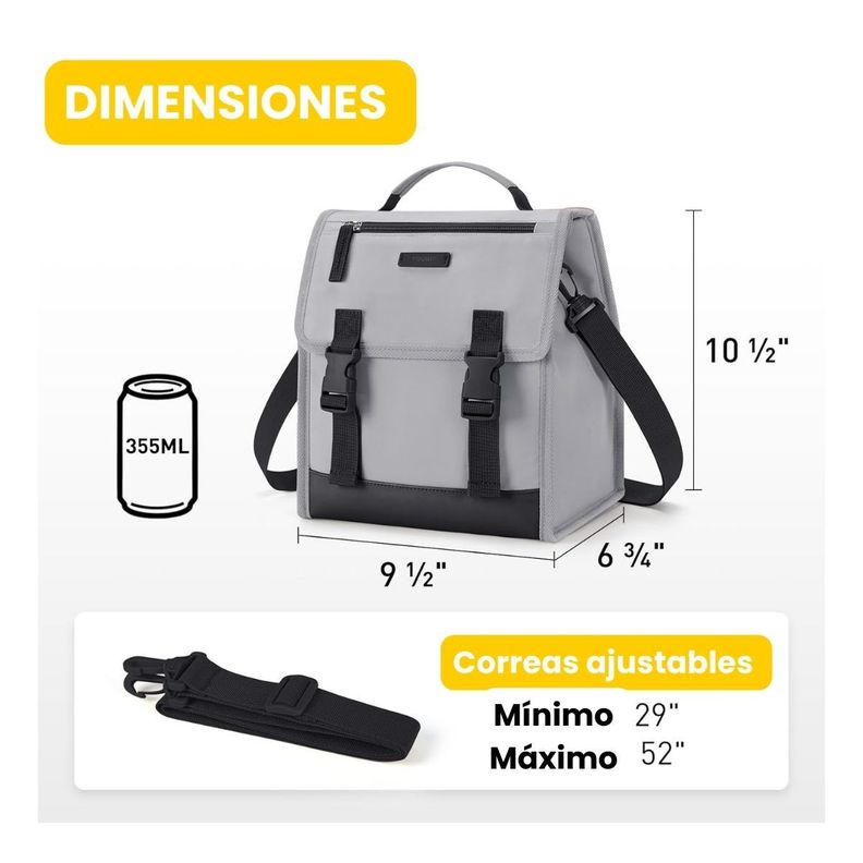 Tourit Lonchera Térmica con Hebilla 11L - Gris-1
