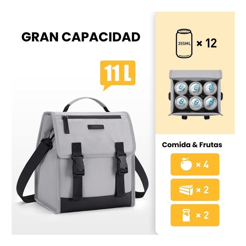 Tourit Lonchera Térmica con Hebilla 11L - Gris-3