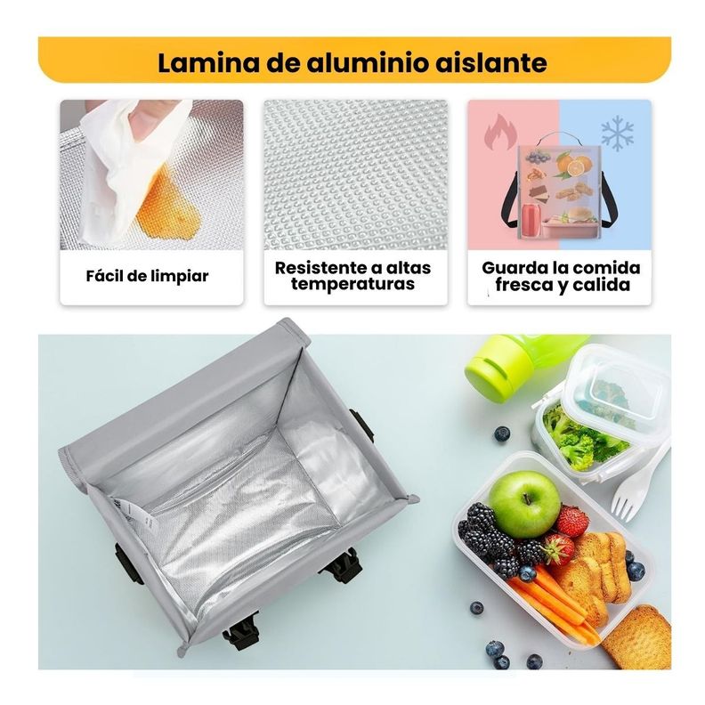 Tourit Lonchera Térmica con Hebilla 11L - Gris-5