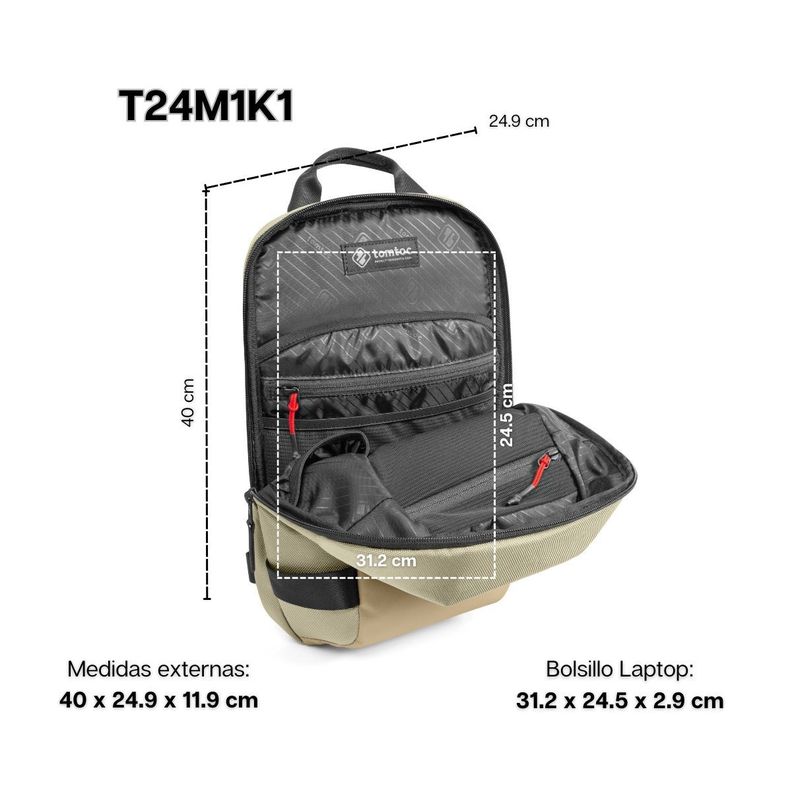 Tomtoc Bolso Sling Navigator-T24 para MacBook Pro 14" - Caqui-2