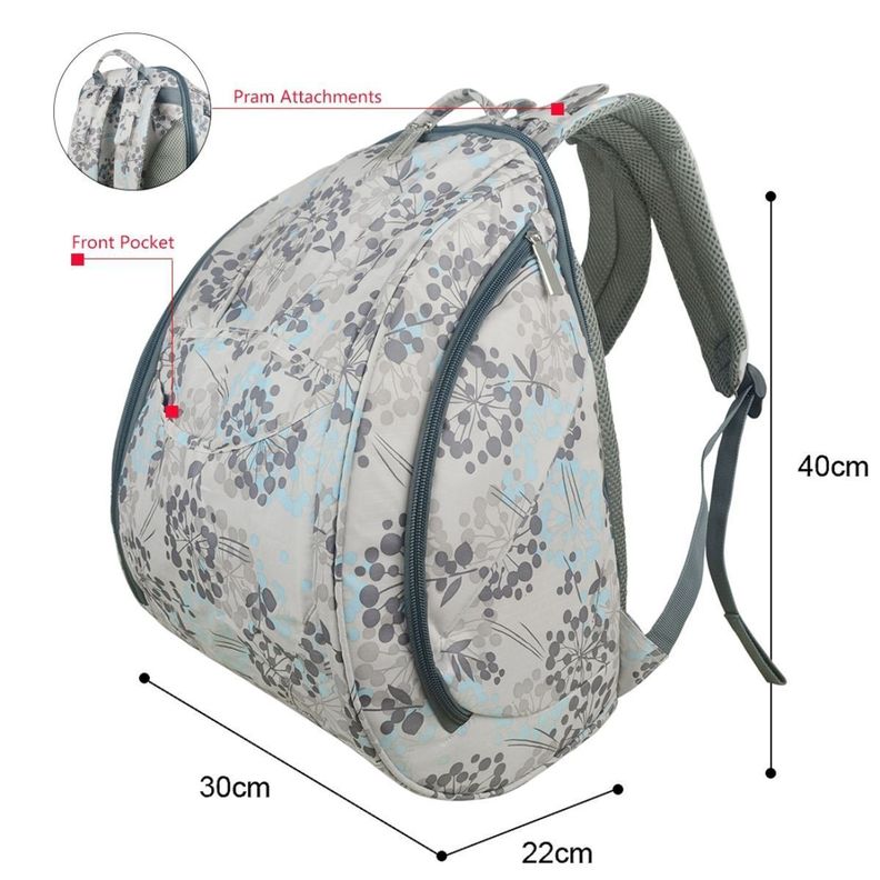 Mommore Mochila Maternal Pañalera 40x30cm - Flores Blanco-1