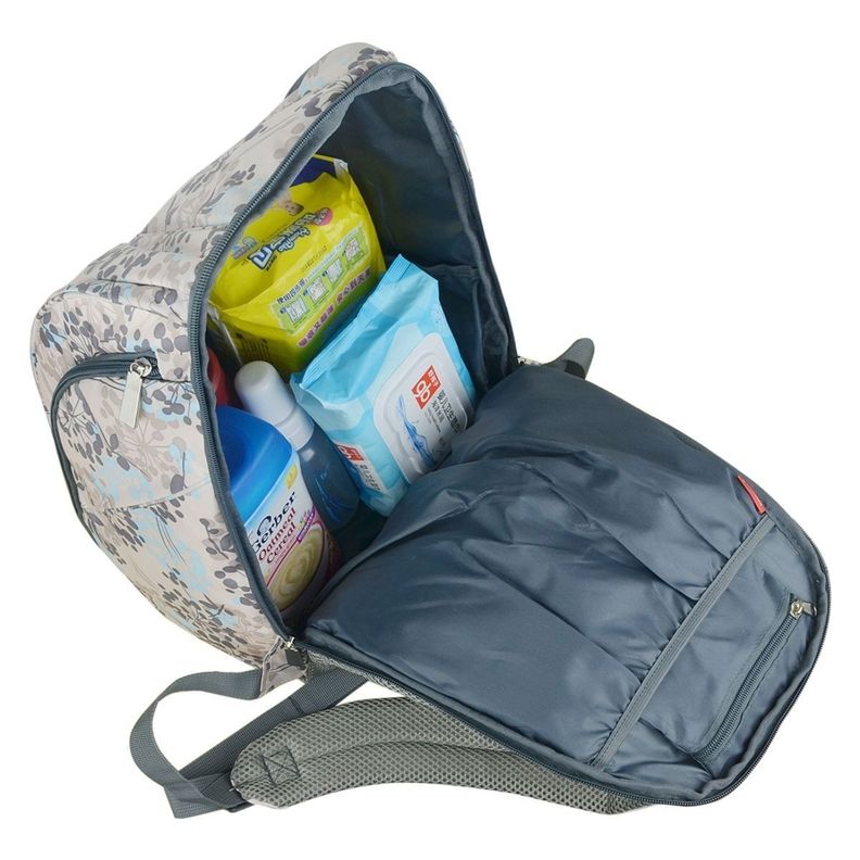 Mommore Mochila Maternal Pañalera 40x30cm - Flores Blanco-5