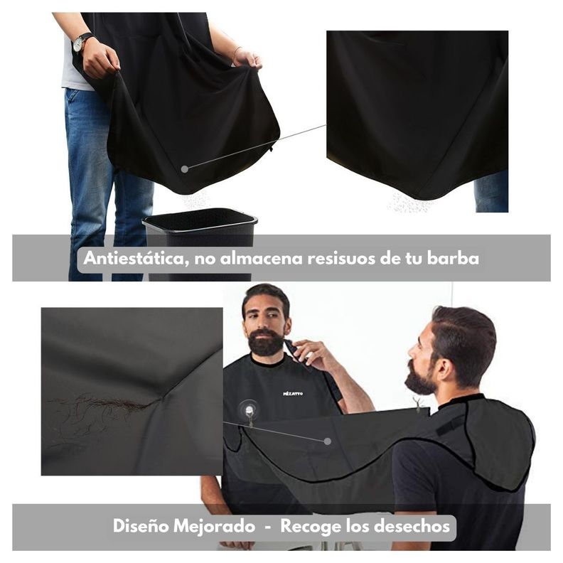 SC Home Capa Delantal para Corte de Barba Afeitado - Negro-3