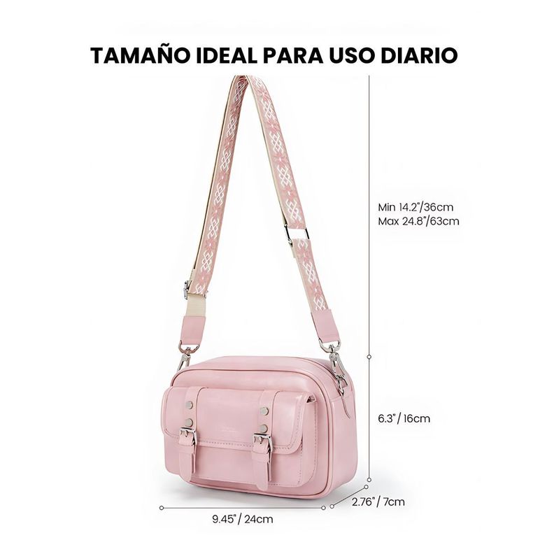 Ecousi Bolso Mensajero Mia con Correa Ancha - Rosado-3