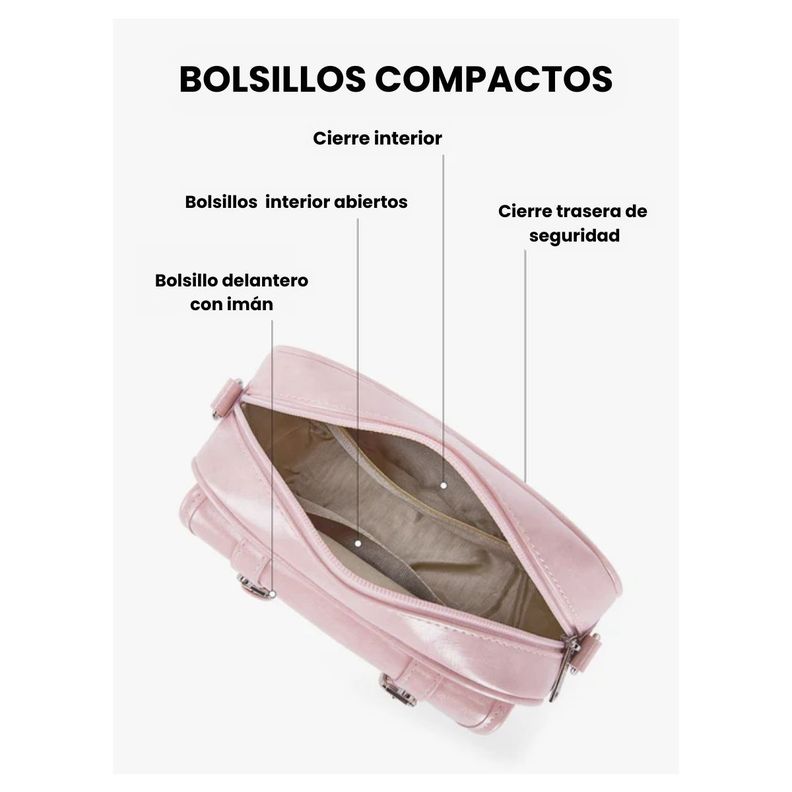 Ecousi Bolso Mensajero Mia con Correa Ancha - Rosado-4