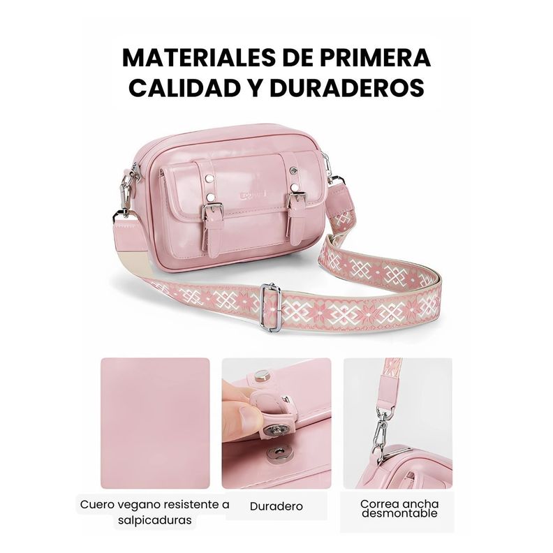 Ecousi Bolso Mensajero Mia con Correa Ancha - Rosado-5