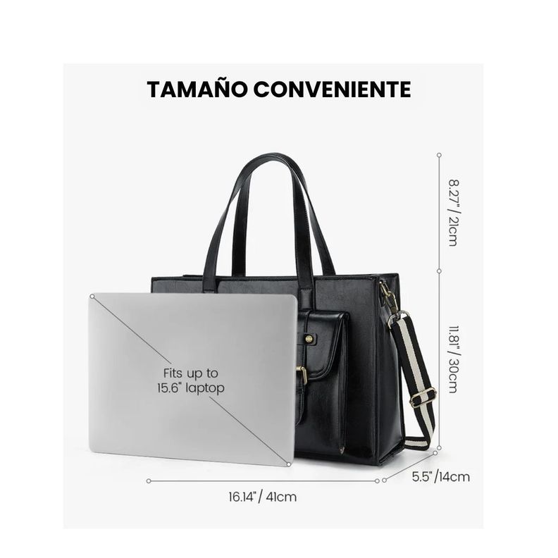 Ecosusi Bolso Tote Olivia para notebook 15.6" - Negro-3