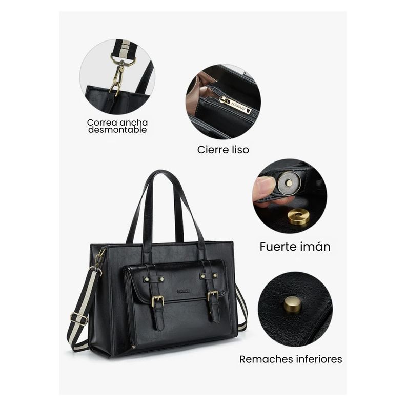Ecosusi Bolso Tote Olivia para notebook 15.6" - Negro-4