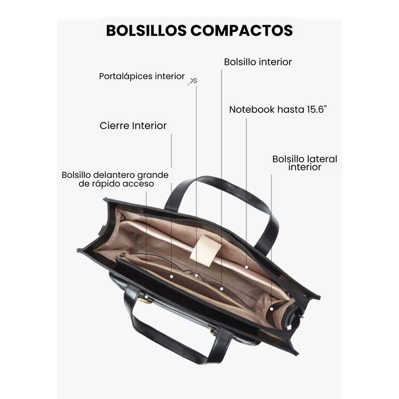 Ecosusi Bolso Tote Olivia para notebook 15.6" - Negro-5