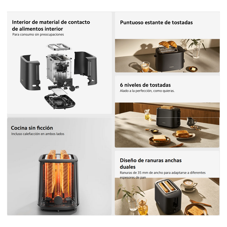 Xiaomi Tostador Eléctrico 2 Rebanadas 6 niveles Negro -4