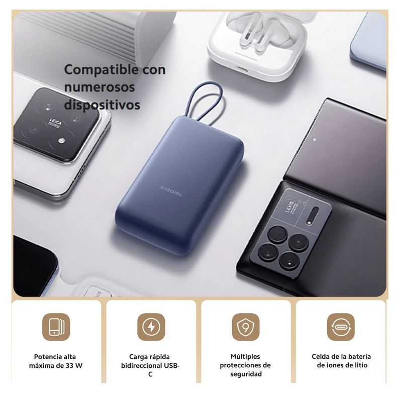 Xiaomi Power Bank 33W 20000 mAh Cable Integrado - Dorado-5